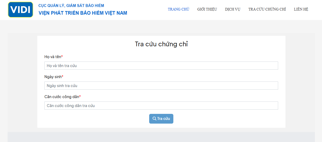 Tra cứu chứng chỉ bhnt