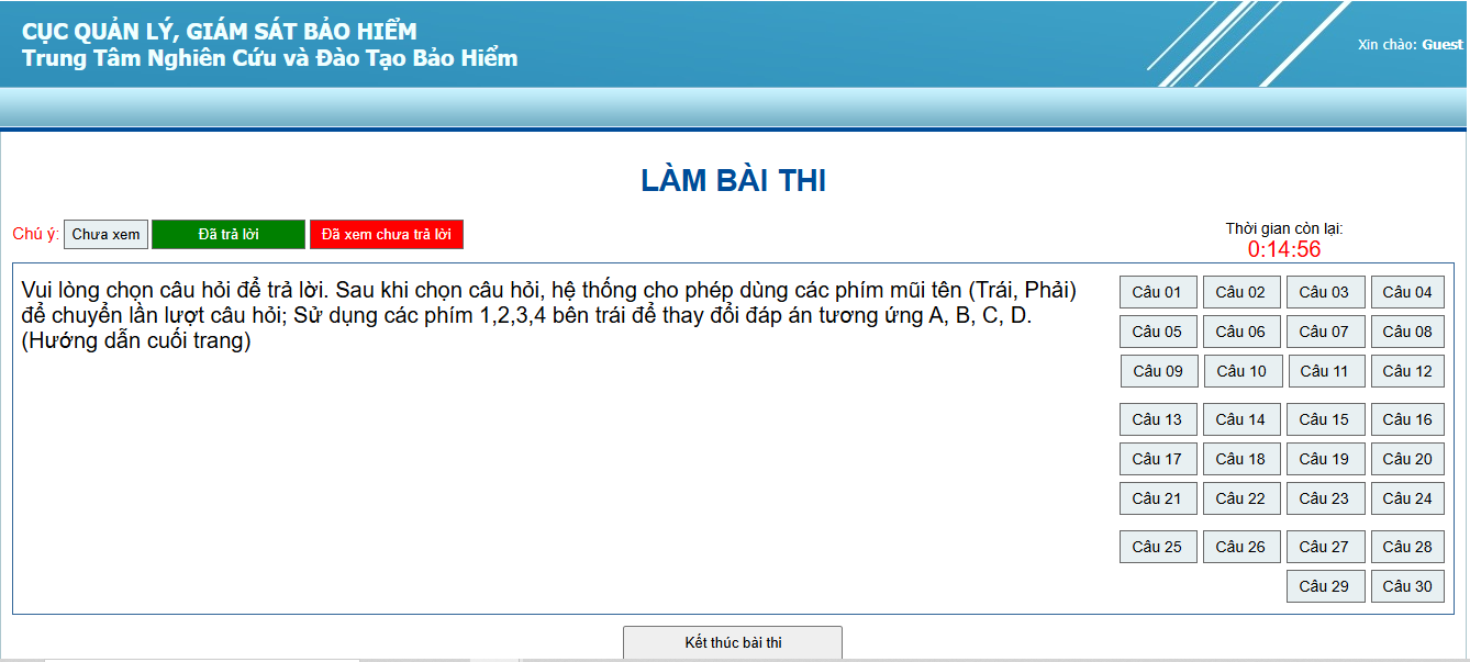 làm bài thi mẫu